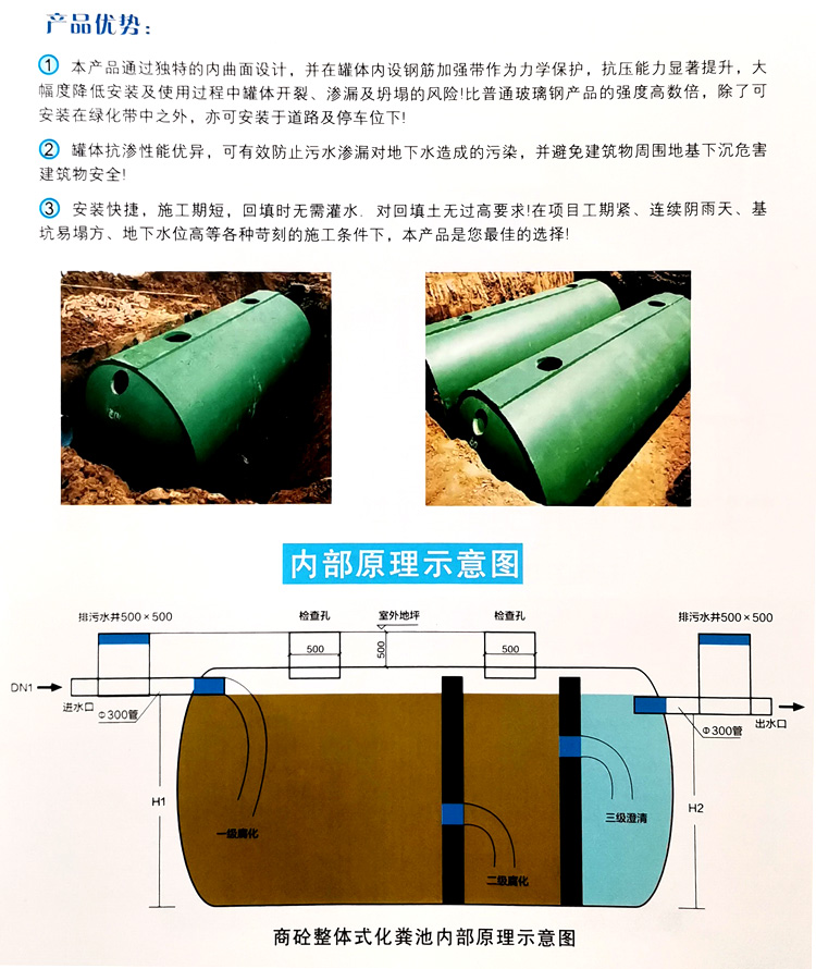 镇坪玻璃钢化粪池